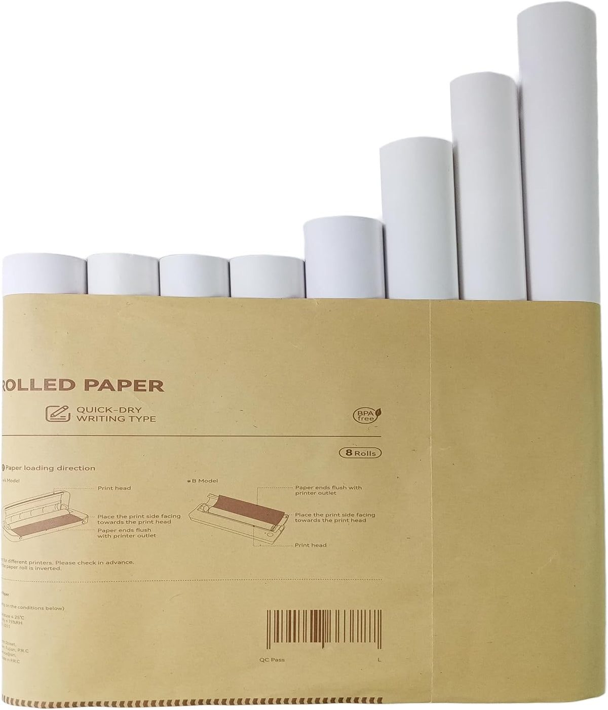 BPS BPA Free, 8 Rolls, Thermal Printer Paper 8.5X11 Letter Size, Rolled. for Aixiqee, , GUTHERREN, Jadens, Gloryang, Peripage, Munbyn, Hprt, Phomemo, Other Printers(Lasting 3 Years)