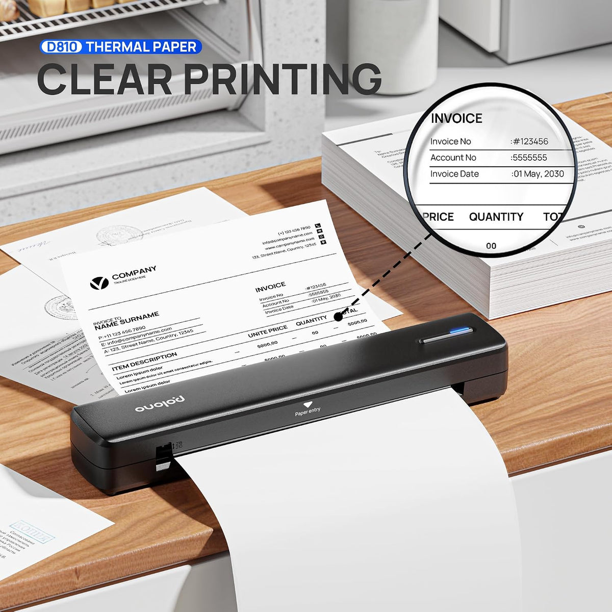 D810 Thermal Printer Paper 8.5 X 11 Inch, Advanced Thermal Printing, US Letter Size Thermal Paper Compatible with D810, Size 8.5" X 11", 1 Pack, 100 Sheets