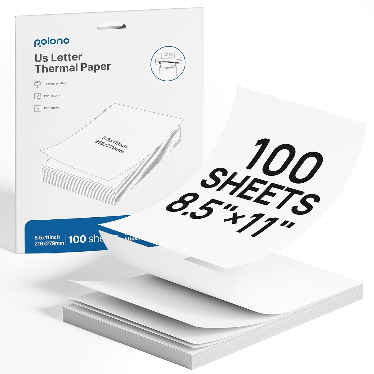 D810 Thermal Printer Paper 8.5 X 11 Inch, Advanced Thermal Printing, US Letter Size Thermal Paper Compatible with D810, Size 8.5" X 11", 1 Pack, 100 Sheets