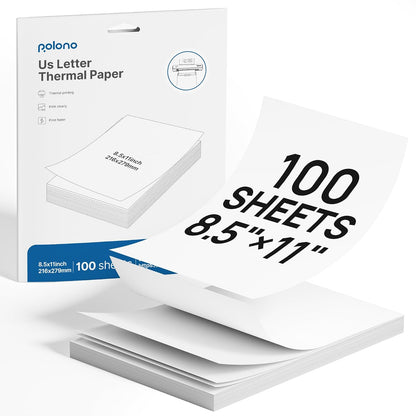 D810 Thermal Printer Paper 8.5 X 11 Inch, Advanced Thermal Printing, US Letter Size Thermal Paper Compatible with D810, Size 8.5" X 11", 1 Pack, 100 Sheets