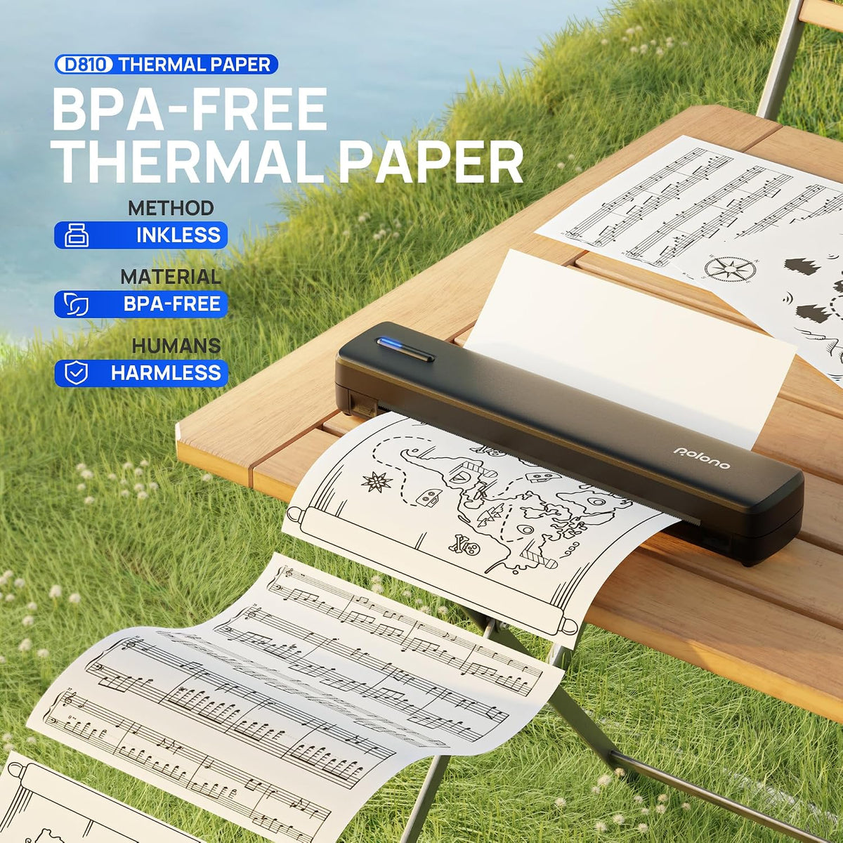 D810 Thermal Printer Paper 8.5 X 11 Inch, Advanced Thermal Printing, US Letter Size Thermal Paper Compatible with D810, Size 8.5" X 11", 1 Pack, 100 Sheets